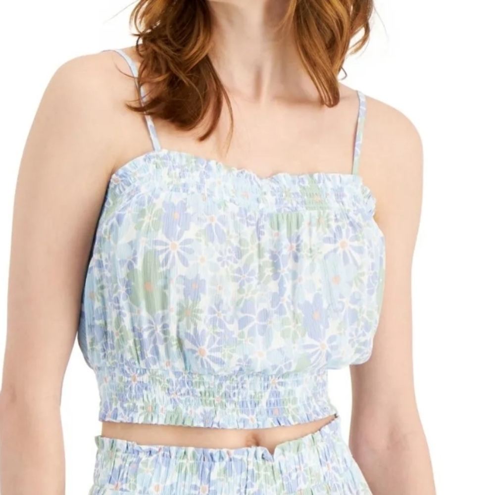 Hippie Rose Printed Smocked Tank Top Juniors Size L